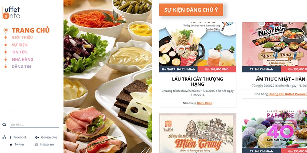 dự án thiết kế website nhà hàng buffet